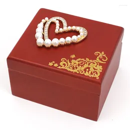 Decorative Figurines SOFTALK My Heart Will Go On Red Mirror Solid Wood Music Box Birthday Christmas Valentine's Day Gift