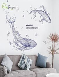 Creative geometry ins whale stickers living room background wall decor bedroom decor home wall sticker selfadhesive9285139