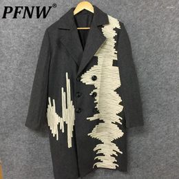 Men's Trench Coats PFNW Autumn Cotton Rope Decoration Heavy Industry Fashion Wool Coat Handsome Warm Original Windbreaker 21Z1043