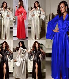 Women039s Sleepwear 2022 Women Fashion Sexy Lingerie Silk Lace Robe Dress Pyjamas Womens Nightdress Nightgown1833770