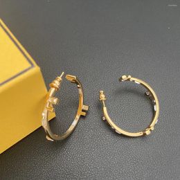 Hoop Earrings Classic Light Luxury Design Metal Inlaid Zircon Female Birthday Gift Jewellery Wholesale