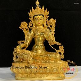 Decorative Figurines 12-Inch Green Tara Guanyin Gilding Gold 33.33cm Pure Copper Ornaments Tibetan Can Hold Buddhism Statues Of Worship