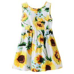 Girl's Dresses 1-7 Years Baby Girls Sleeveless Flower Print Dresses Clothes Kids Summer Princess Dress Children Party Ball Pageant Dress Outfit