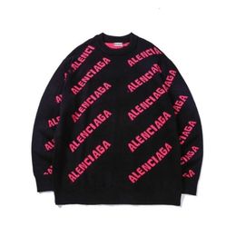 Paris High classic Balencaiiga Sweaters loose Quality designer Label Sweater Family Thickened Double Layer Bullet Screen Letter Jacquard Loose Mens Womens Kn BFW0