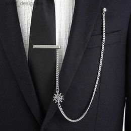 Tie Clips Mens Long Chain Tie Clip Brooch Fashion Personality Mens Party Suit Dress Shirt Ties Accessories Gift Chains Necktie Clips Pins Y240411