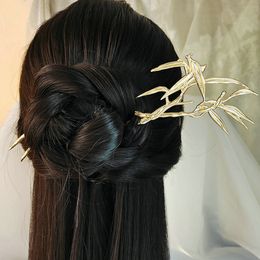 New Hairpin Hair Sticks Bamboo Leaf Metal Vintage Headwear Hair Accessories for Women DIY Hairstyle Design Tools Accessories