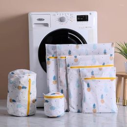 Laundry Bags 6pcs Polyester Bag Mesh Zippered Washing Machine Colourful Printing Clothes Organiser Underwear Wash