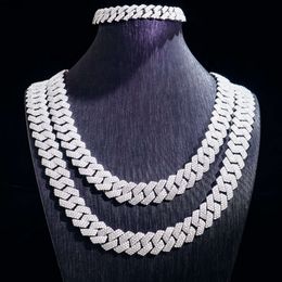 Hot Selling S925 Silver Iced Out Cuban Link Hiphop Jewellery 15mm Pass Diamond Tester d Vvs Moissanite Cuban Chain Necklace