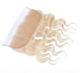 13x4 Ear To Ear Lace Frontal Closure 8A Malaysian 613 Blonde Body Wave Wavy Full Lace Frontals With Baby Hair Bleached Knots2118178