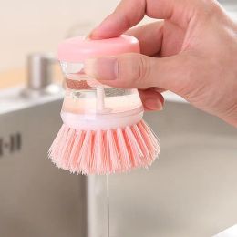 Liquid Washing Pot Brush Automatic Liquid Dish Washing Brush Multi-functional Kitchen Cleaning Accessories Liquid Soap Dispenser