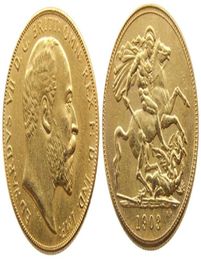 UK Rare 1903 British coin King Edward VII 1 Sovereign Matt 24K Gold Plated Copy Coins 6179001