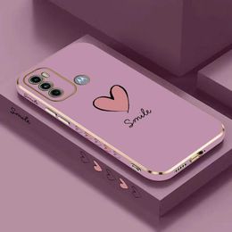 Big Red Heart Luxury Plating Phone Case For Motorola Moto G60 G50 G53 G52 G42 G30 G20 G22 G52 E20 G9 Play Cover