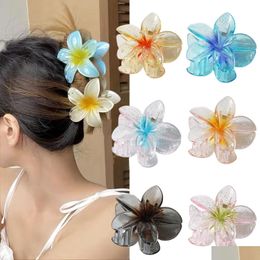 Hair Pins Transparent Glitter 8Cm Large Size Flower Hairclips Fashion Claw Clip For Women Girls Clamps Crab Headband Accessories 016 D Otupq
