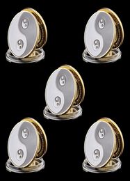 5pcs Commemorative Coins Metal Craft Tai Chi Gossip Card Guard Protector Poker Chipsr Game Accessories4381757