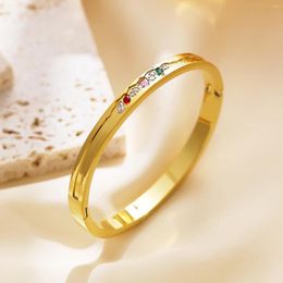 Bangle Ins 18K Gold Plated Stainless Steel Geometric CZ Stones Bangles For Women Jewellery Gift Waterproof Hypoallergenic