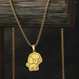 Pendant Necklaces CHENGXUN Cute And Fluffy Poodle Dog Charm Necklace Stainless Steel Simple Animal Jewelry Birthday Party Gifts For Men
