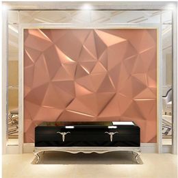 Wallpapers Fashion 3d Solid Geometric Stereoscopic Wallpaper Rose Gold Abstract Background Wall