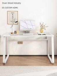 Design Style Computer Desktop Tempered Glass Office Modern Simple Desk Home Desk Office Furniture Desks Laptop Table