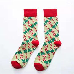 Women Socks 1 Pair Christmas Cotton For Men Couples Elder Elk Snowman White Small Tree Middle Tube Sock Year Size 37-40
