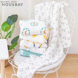 Blankets Swaddling Blankets For Baby Cotton 6 Layer Gauze Newborn Breastfeeding Blanket Baby Plaid Rabbit Fox Print Soft Crepe Bath Towel 105*105CM Y240411