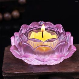Candle Holders 7 Light Holder Candlestick Lotu Flower Colors Crystal Tea Glass Home Decor