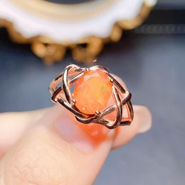 Real Orange Fire Opal Infinity Celtic Crossover Design Oval Opal Ring 925 Silver Celtic Knot Ring