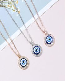 Evil Eye Necklace Third Blue Eyes Amulet Pendant Dainty Ojo Gold Chain Necklace Kabbalah Protection Adjustable Fashion Jewellery Gif9081976