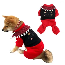Dog Apparel Clothes Christmas Puppy Jumpsuit Button Closure Windproof Winter Warm Four-Legged Rompers Xmas Pet Clothing
