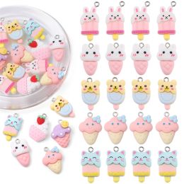 Cute Ice Cream Cone Cake Food Resin Charm Pendnat for Jewellery Making Earring Bracelet Necklace Accessories DIY Craft Material