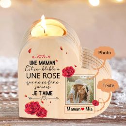 Personalized DIY Wooden Pillar Heart Candle Woodines Candlesticks Of Life Family for Mum Grandmother Decors Gifts