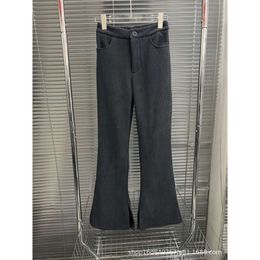 Women's Leggings Autumn/winter Niche Design Trendy Brand Grey Corduroy Micro Flared Open Pants
