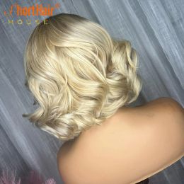 613 Blonde Bob Wig Ombre Short Bob Wigs Human Hair Brazilian HD Transparent Lace Front Human Hair Wigs Body Wave Closure Wig