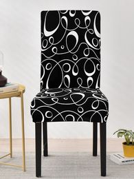 Elastic Dining Chair Cover Lattice Floral Printed Seat Protector Slipcover for Hotel Banquet Wedding Housse De Chaise 1/2/4/6pcs