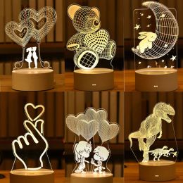 Romantic 3D Acrylic Led Night Light for Birthday Valentine's Day Bridesmaid Gift Party Wedding Favours for Guests Boyfriend Gifts