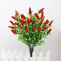 Decorative Flowers Artificial Simulation Pepper Berries Green Plants Plastic Branches Home Office Desktop Fake Ornaments Decorations