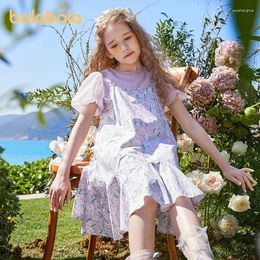 Clothing Sets Balabala Kids Girl Short-Sleeved Suit Stylish Comfortable Two-Piece Dress