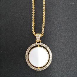 Pendant Necklaces Sublimation Blank Round Pendants Two Sided Printing Can Rorate Size 25mm 30pcs/lot