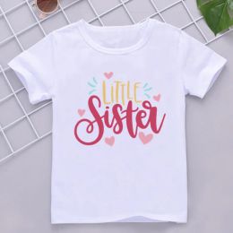 Big & Little Sister Matching T-shirt Round Neck Girl's White T-shirt Baby Girl Bodysuit Sister Matching Outfit Big Sis Lil Sis