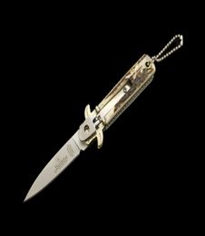 Solingen Antler Tactical Folding Knife Italian Mafia Automatic Stiletto Horizontal Knives 440C Outdoor Camping Hunting Survival Po4966807