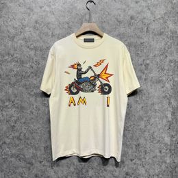 Designer Men's T Shirts Motorcycle Skull Printed Loose Versatile Short sleeved T-shirt