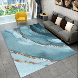 3D Nordic White Golden Colour Marble Geometric Area Rug,Carpet Rug for Living Room Bedroom Sofa Doormat Decor,Non-slip Floor Mat