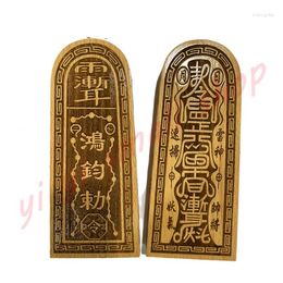 Decorative Figurines Taoist Altar Token Hongjun Ancestor For Worship Carving Peach Wood Magic Ware Supplies