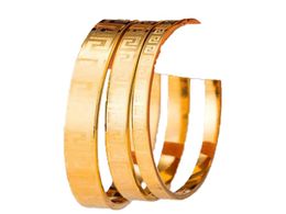 4mm 6mm 8mm Famous Brand Jewelry Pulseira Bracelet Bangle 24K Gold Color greek key engrave Bracelet For Women men272u9537677