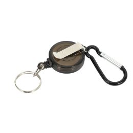 Lot 4 Badge Holder Winder Holder Keychain Retractable Carabiner Belt Clip ID Card Card Holder-Black