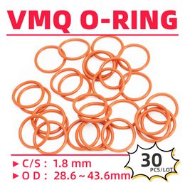 30PCS/Lot Rubber Red VMQ CS1.8 mm OD 28.6/29.4/30.1/31.6/32.6/33.6/35.1/36.1/37.1/38.1 mm O Ring Gasket Oil Resistant Waterproof