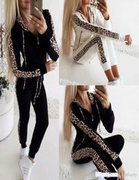 Autumn and Winter Tracksuits New Leopard Printed Longsleeved Zipper 2 Pcs Set Trousers Suit Woman Tracksuits4668034