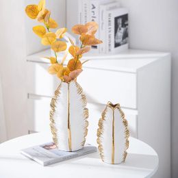 Gold Plated Ceramic Vase Home Decor Creative Design Porcelain Decorative Flower Vase For Wedding Decoration