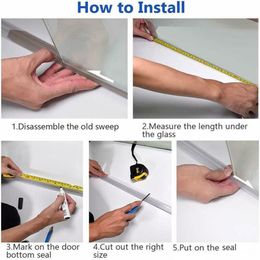 Shower Door Bottom Seal Strip for 4-6mm Glass Door Glue-free Waterproof Weatherstrip 14mm Gap Shower Screen Seal Strips