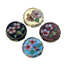 3-6 Pcs/Lot Of Round Enamel Handmade Flower Cloisonne Beads DIY Copper Interval Decorative Jewelry In Various Shapes