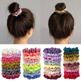 6/10Pcs Silk Satin Scrunchies Elastic Handmade Multicolor Hair Band Ponytail Dot Holder Hair Ties Headband Hair Accessories New